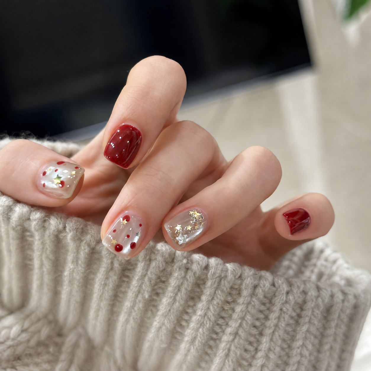 Lunar New Year Glow Short Press-On Nails