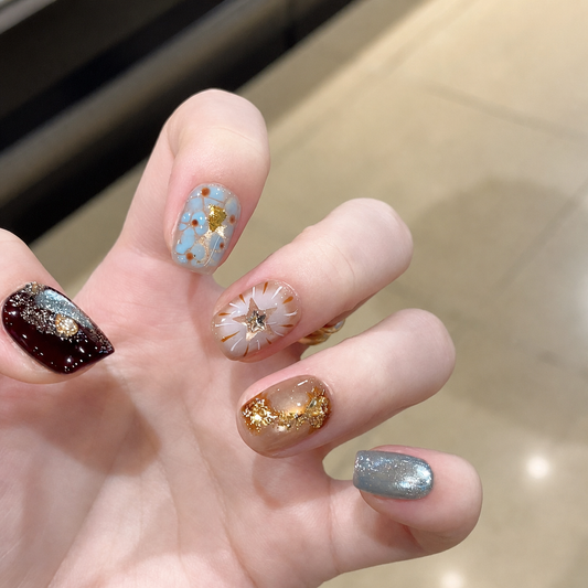 Hand-Painted Star Cat Eye Press-On Nails product image