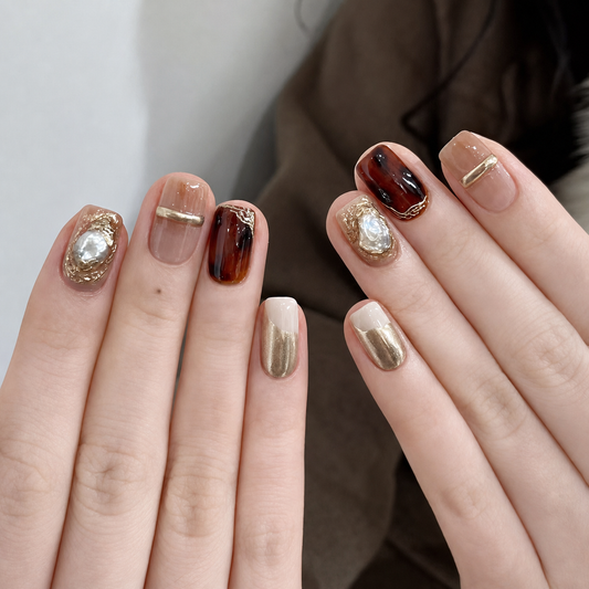 Metallic Baroque Tortoise Press-On Nails product image