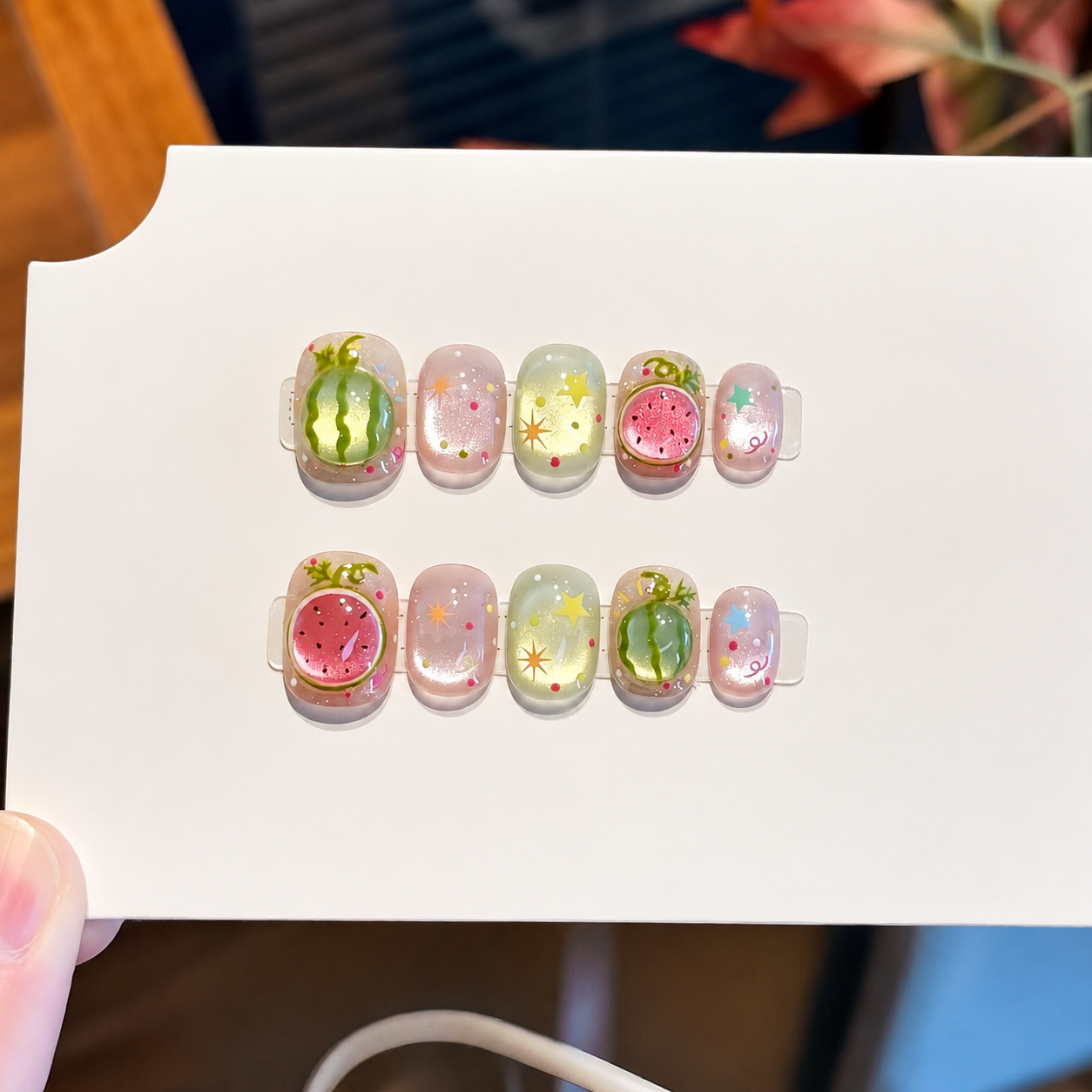 Hand-Painted Character Cat Eye Press-On Nails