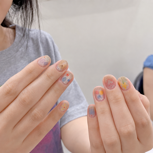 Playful Painted Glass-Bead Press-On Nails product image