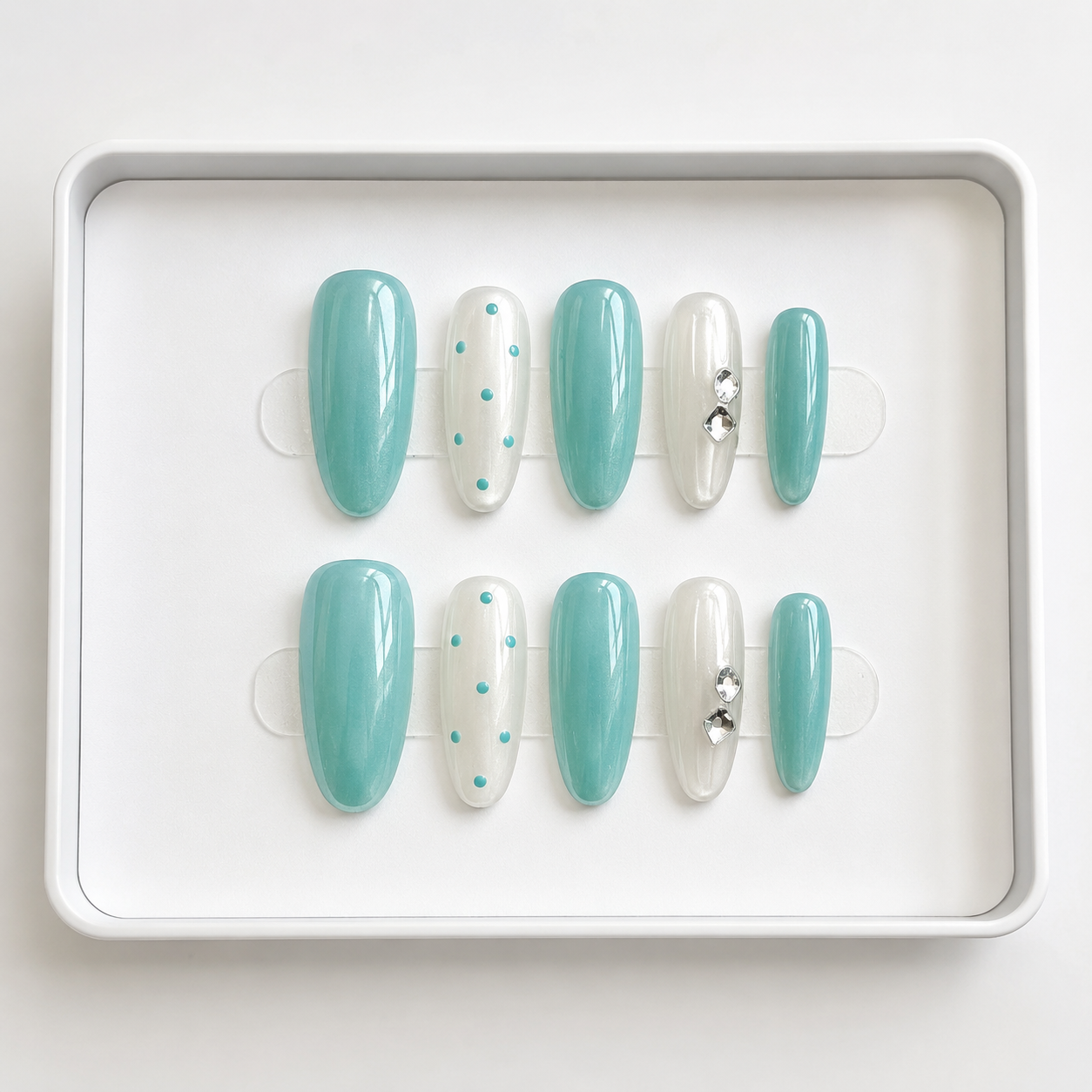 Mint Green Cat Eye Press-On Nails product image