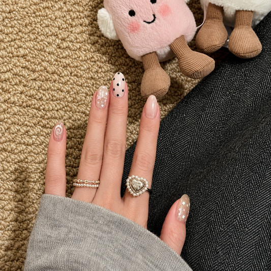 Milk White Polka Dot Star Press-On Nails product image