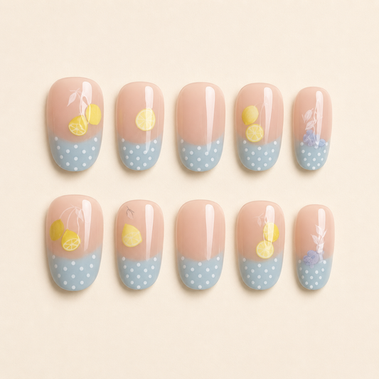 Perfume Lemon Ombre Press-On Nails in a soft yellow summer palette