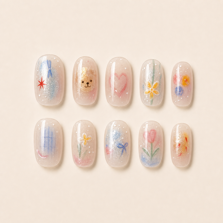 New playful glass-bead press-on nails
