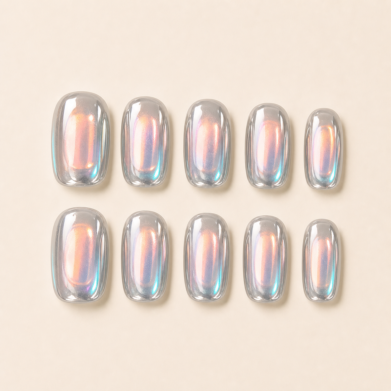 Silver aurora festival press-on nails