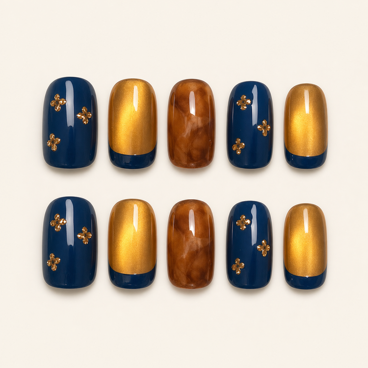 Classy vintage French cat-eye press-on nails