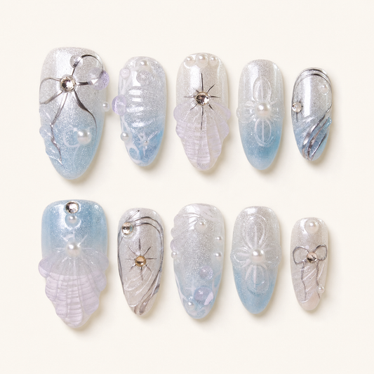 Ocean Pearl Blue Jelly Press-On Nails product image
