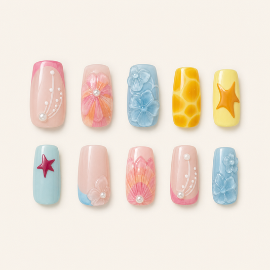 Carved Floral Summer Press-On Nails product image