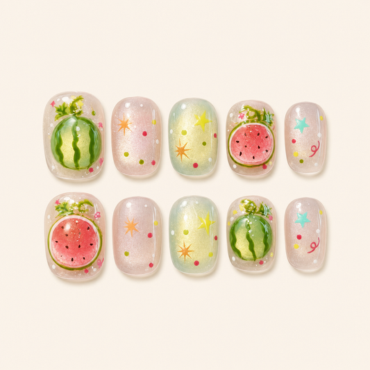 Hand-Painted Character Cat Eye Press-On Nails product image