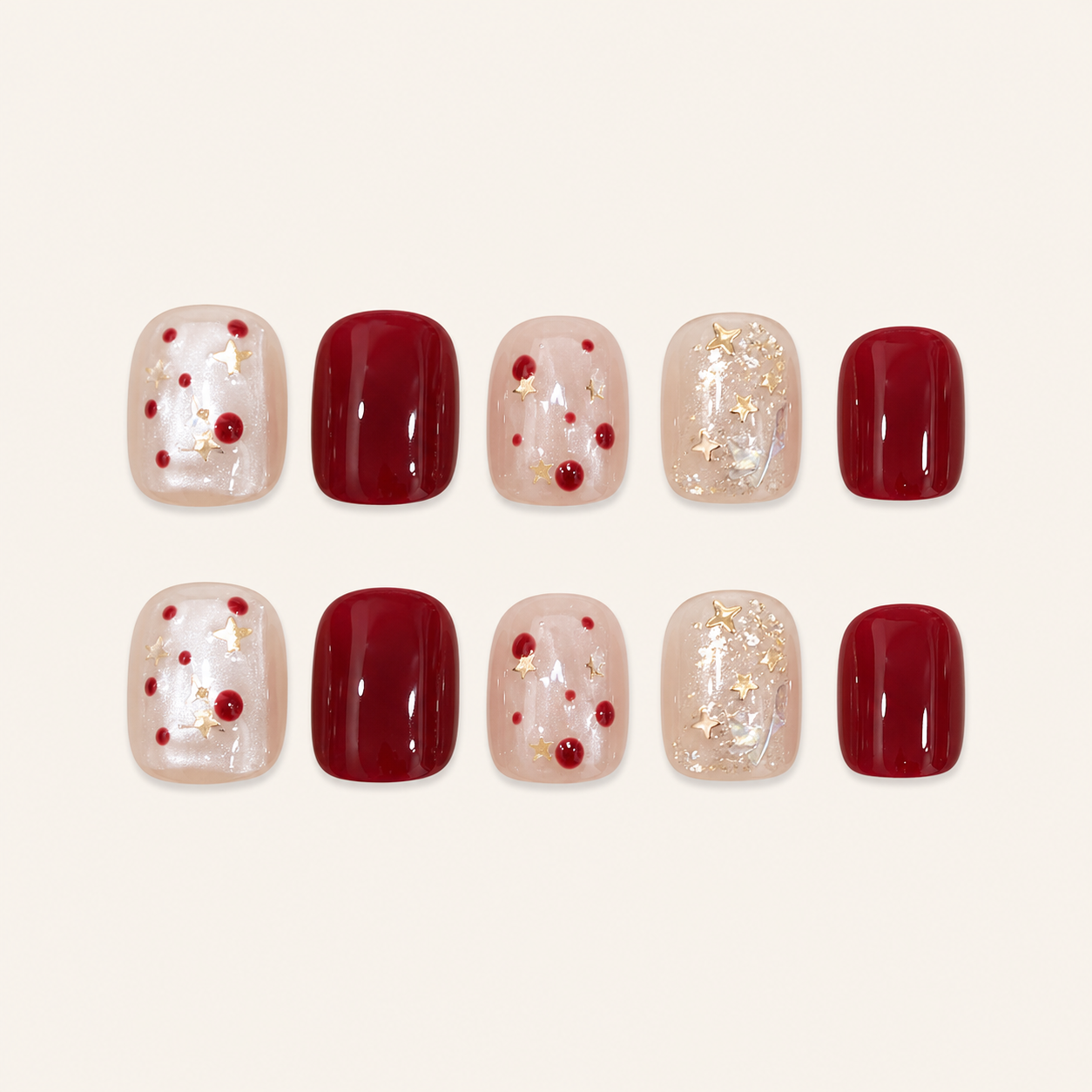 Lunar New Year Glow Short Press-On Nails