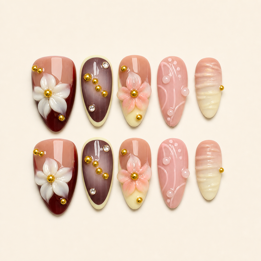 French Camellia Floral Press-On Nails product image