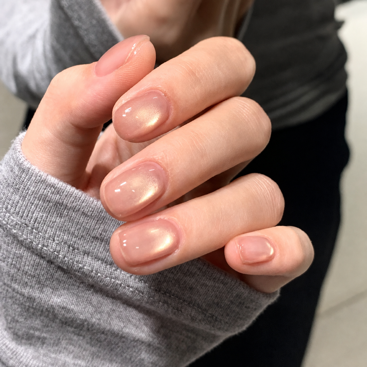 Dewy Jelly Glass-Bead Cat Eye Press-On Nails