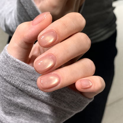 Dewy Jelly Glass-Bead Cat Eye Press-On Nails