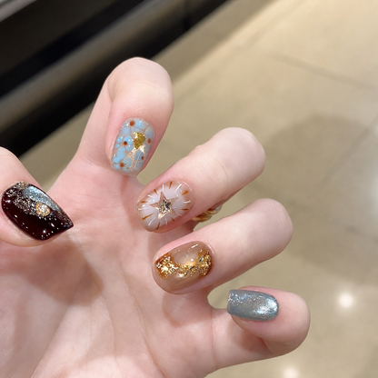 Hand-Painted Star Cat Eye Press-On Nails