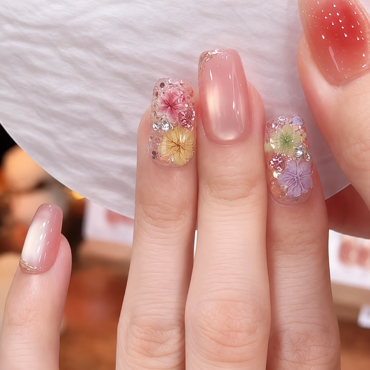 Monet Garden Glass-Bead Cat Eye Press-On Nails product image