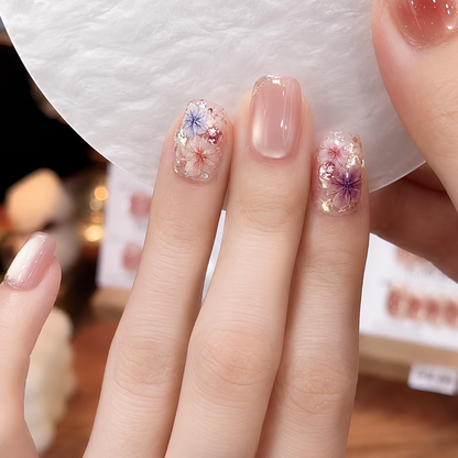 Monet Garden Glass-Bead Cat Eye Press-On Nails