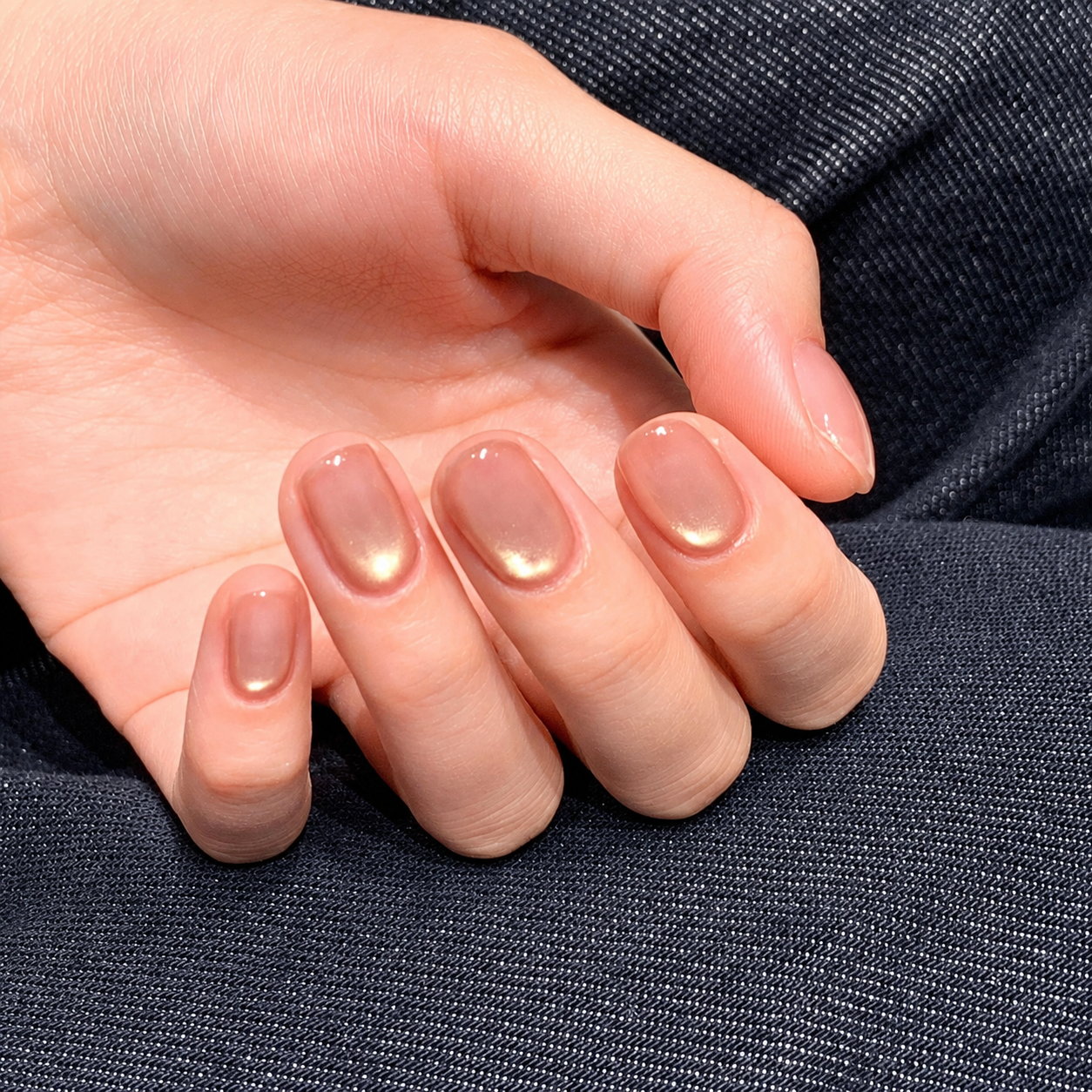 Dewy Jelly Glass-Bead Cat Eye Press-On Nails