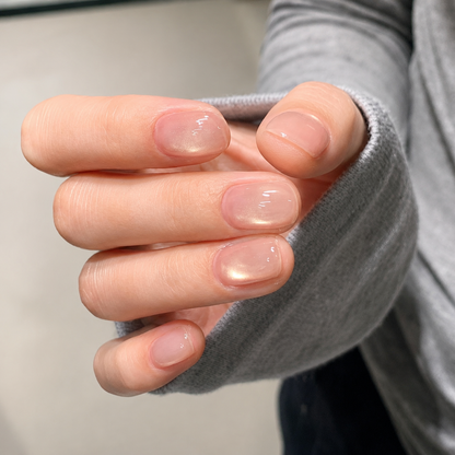 Dewy Jelly Glass-Bead Cat Eye Press-On Nails