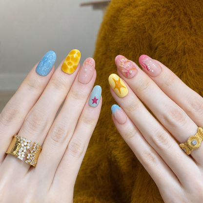 Carved Floral Summer Press-On Nails