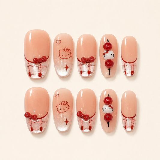 Hand-Painted Kitty Cat Eye Press-On Nails product image