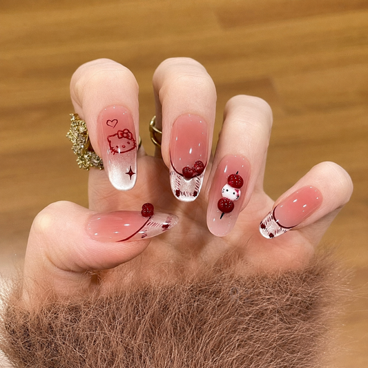 Hand-Painted Kitty Cat Eye Press-On Nails product image