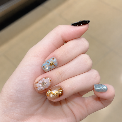 Hand-Painted Star Cat Eye Press-On Nails