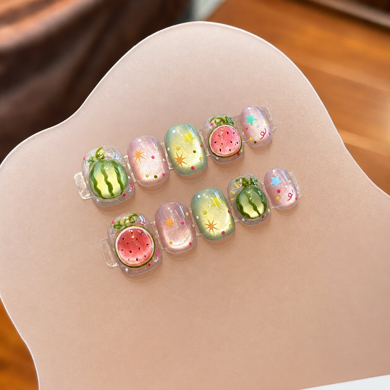 Hand-Painted Character Cat Eye Press-On Nails