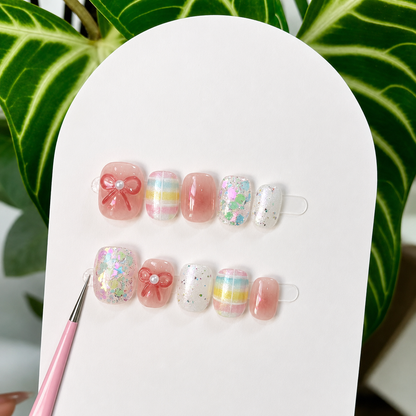 Stage Sparkle Bow Press-On Nails