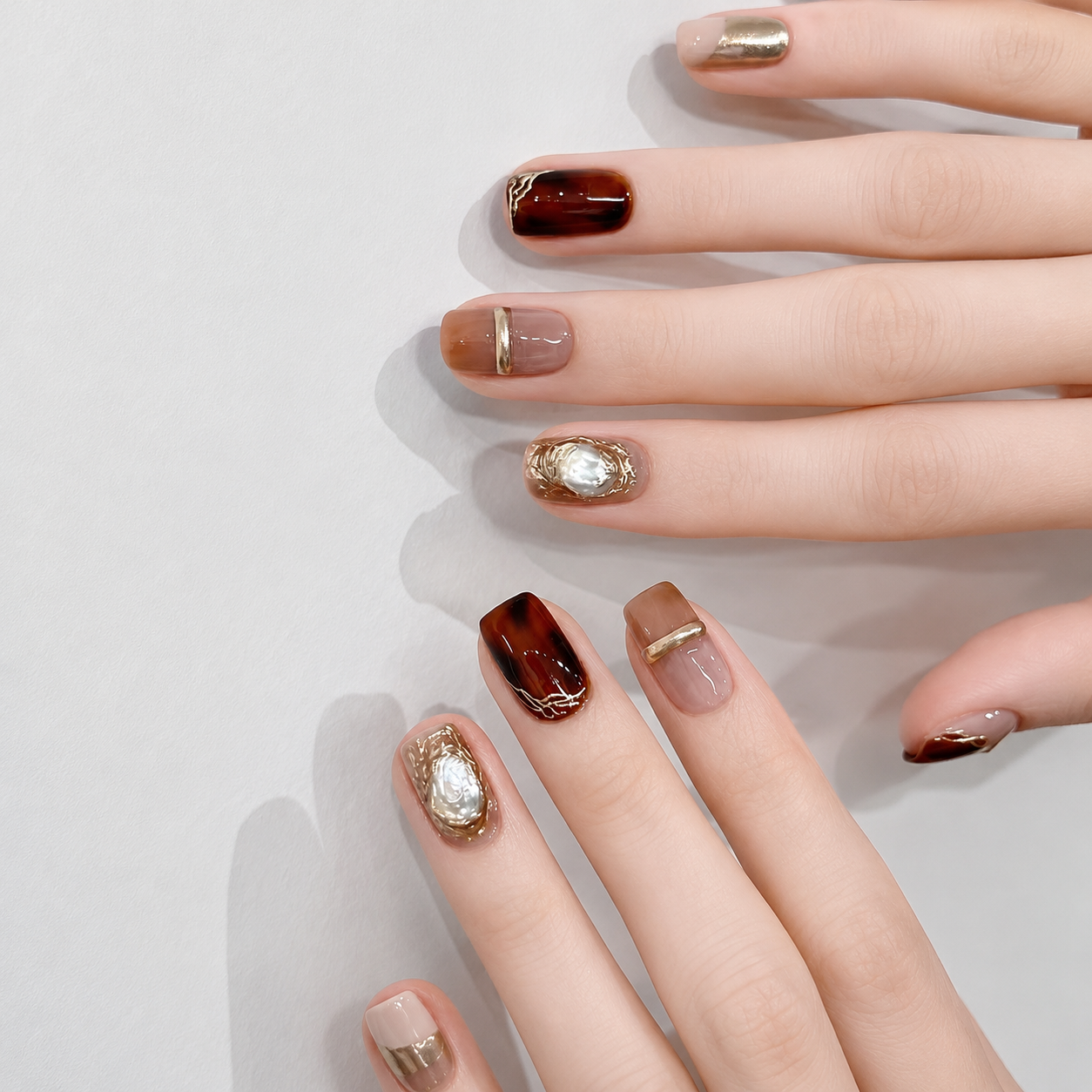 Metallic Baroque Tortoise Press-On Nails