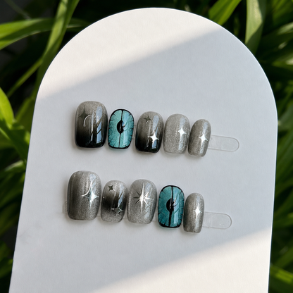 Evil Eye Butterfly Cat Eye Press-On Nails