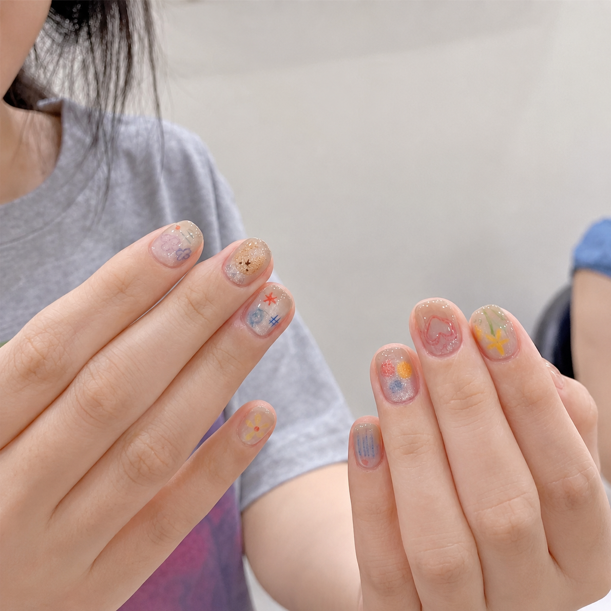 Playful Painted Glass-Bead Press-On Nails