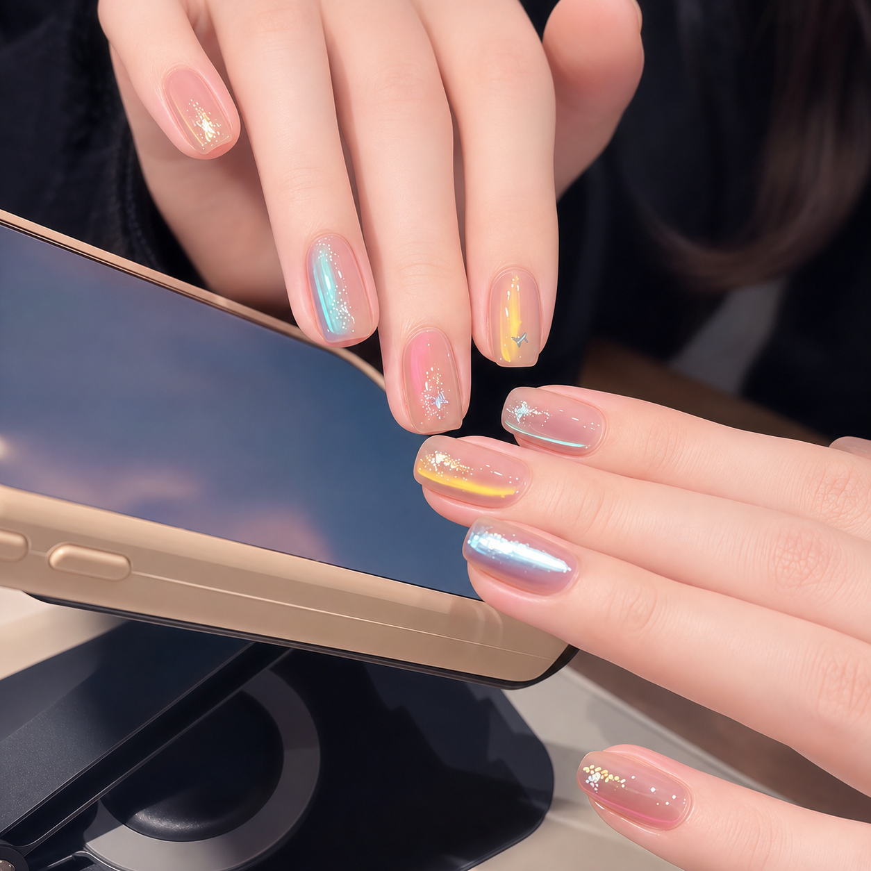 Spring Aura Cat Eye Press-On Nails