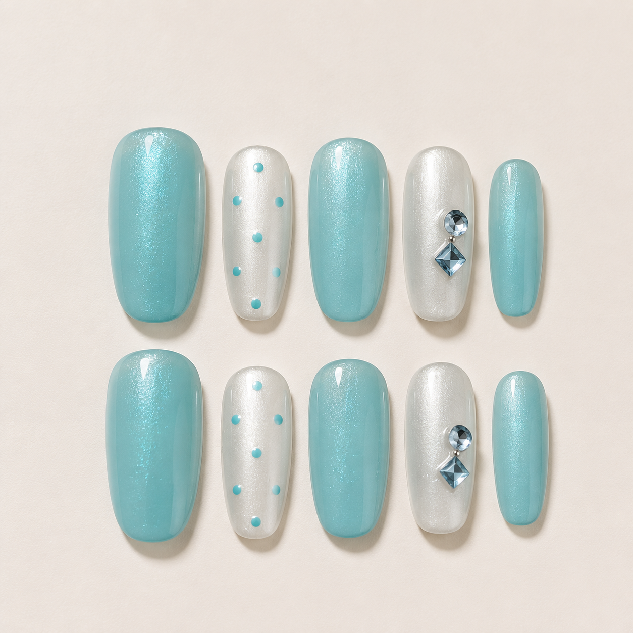 Mint Green Cat Eye Press-On Nails product image