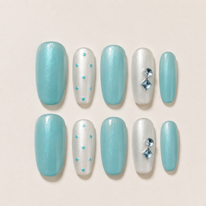 Mint Green Cat Eye Press-On Nails product image