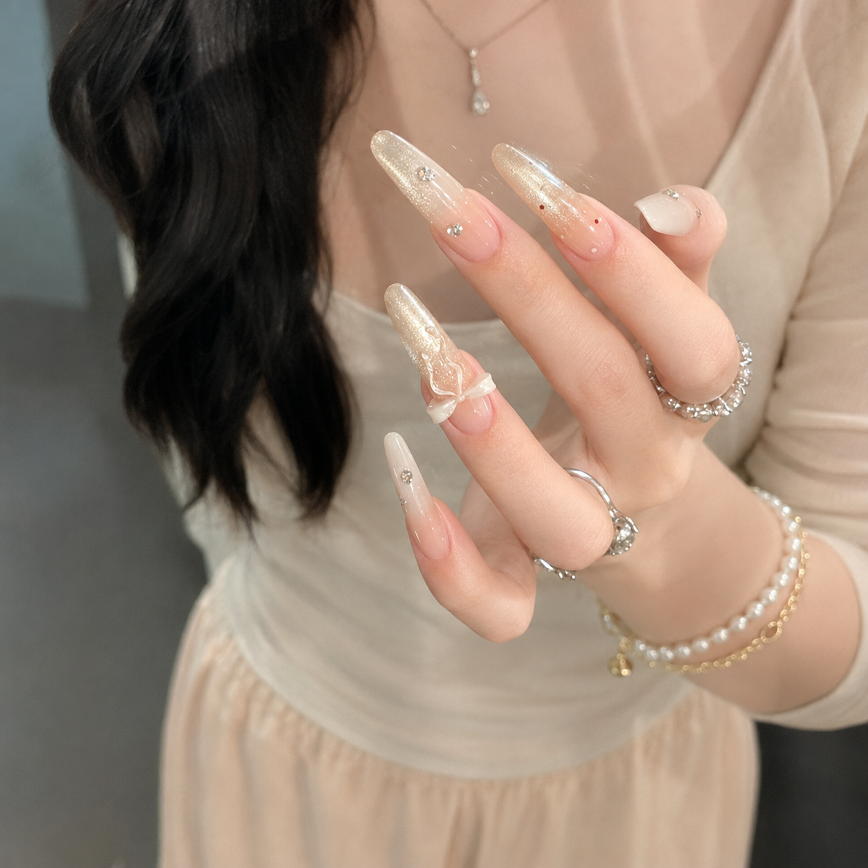 Dopamine Bow Ombre Press-On Nails product image