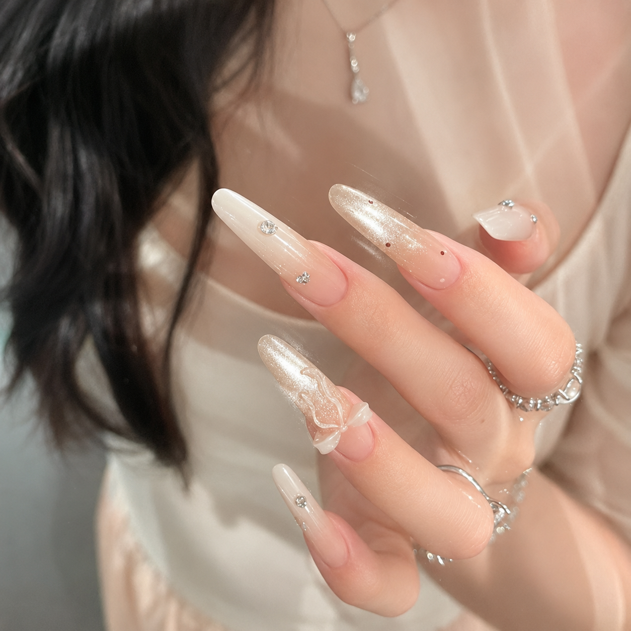 Dopamine Bow Ombre Press-On Nails product image
