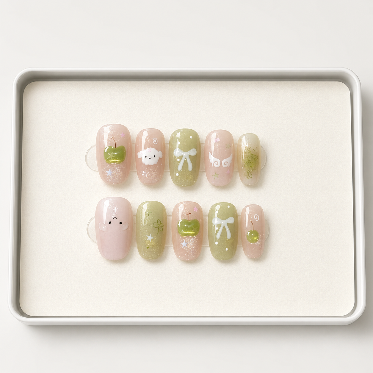 Green Apple Bow Press-On Nails product image