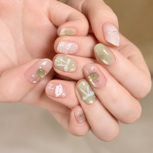 Green Apple Bow Press-On Nails product image