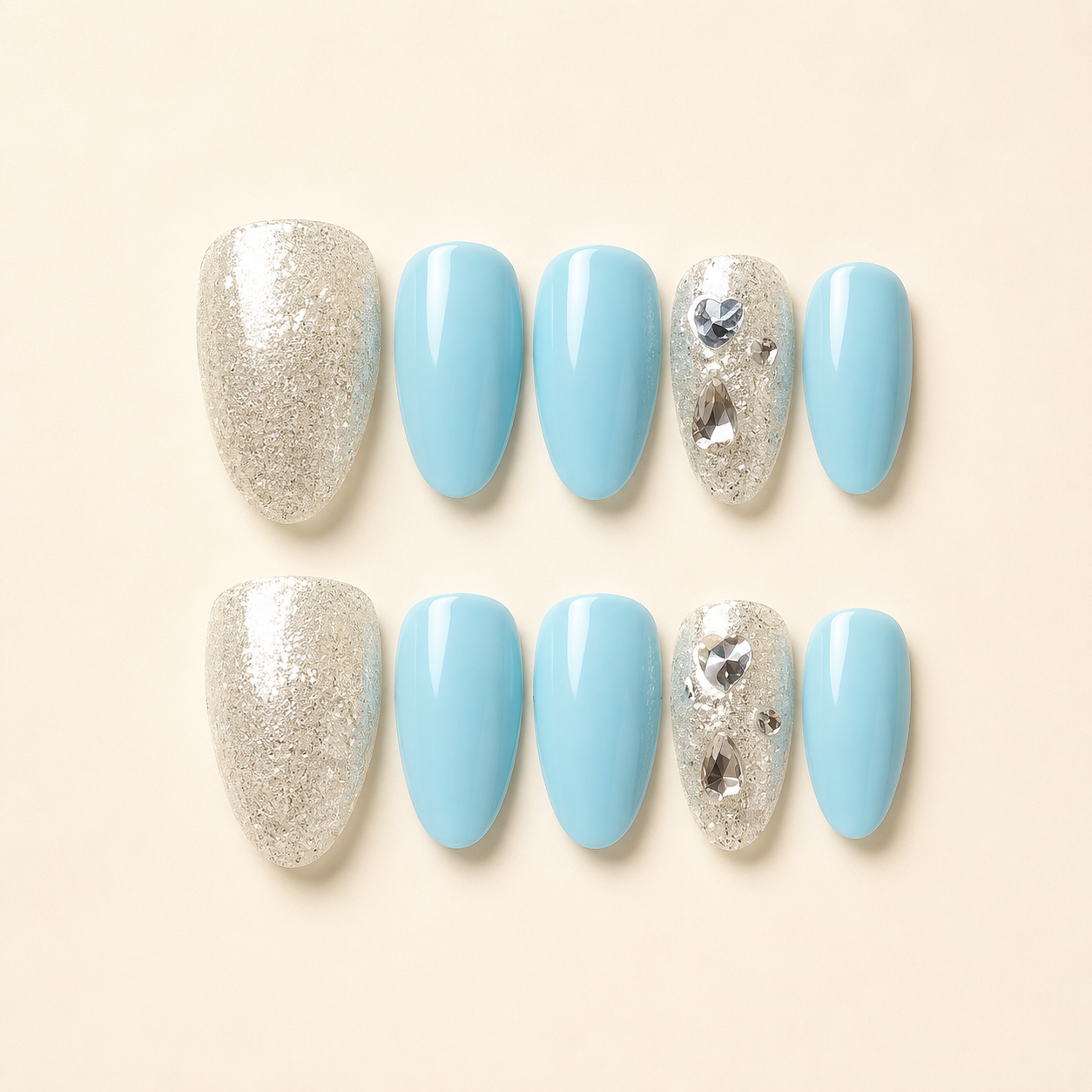 Peacock Blue Glass Cat Eye Press-On Nails product image