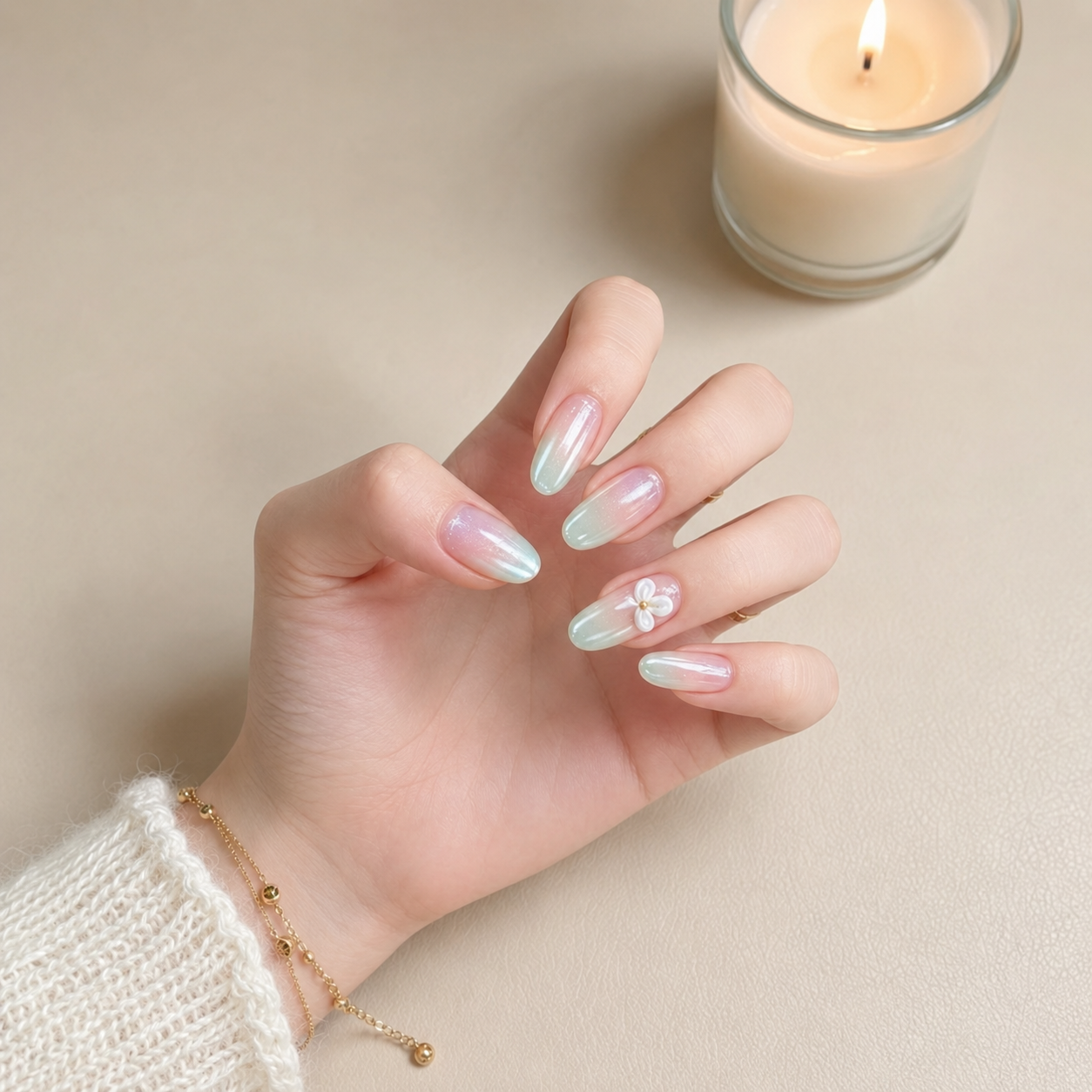 Mint Cream Petal Press-On Nails product image