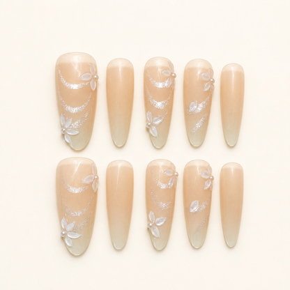 Ribbon Cat Eye Floral Press-On Nails product image