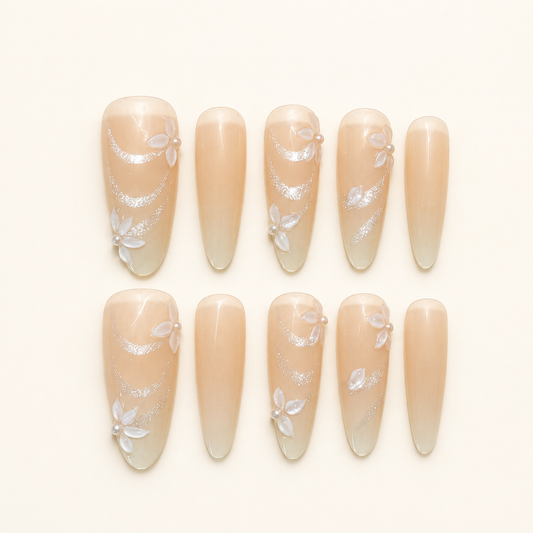 Ribbon Cat Eye Floral Press-On Nails product image