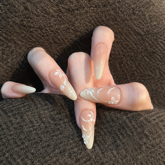 Ribbon Cat Eye Floral Press-On Nails product image