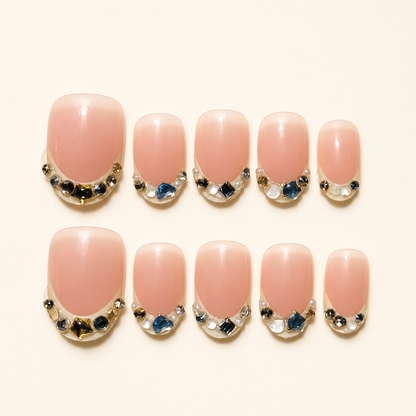 Milky White French Rhinestone Press-On Nails product image