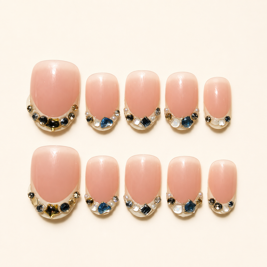 Milky White French Rhinestone Press-On Nails product image