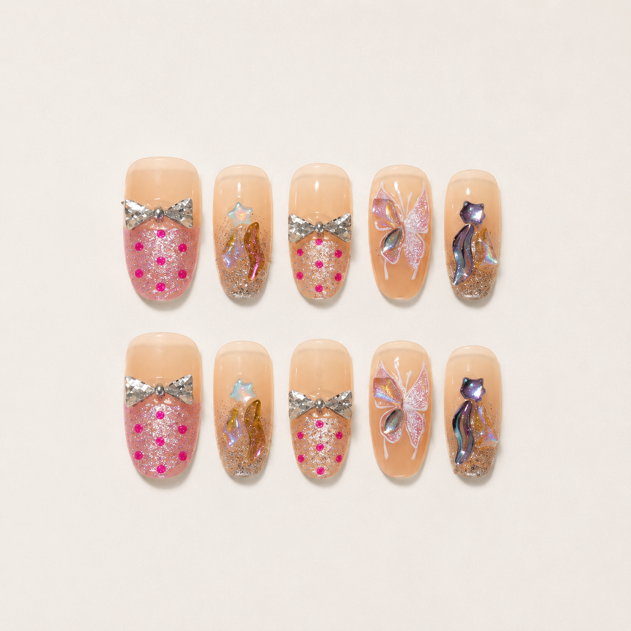 Metallic Butterfly Sparkle Press-On Nails product image
