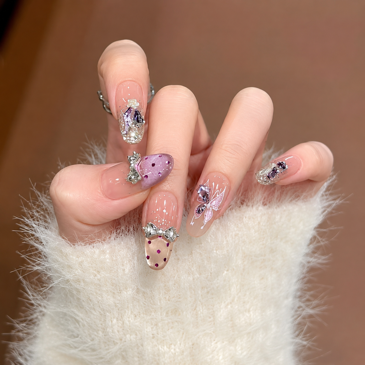 Metallic Butterfly Sparkle Press-On Nails product image