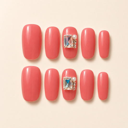 Blush Pink Rhinestone Press-On Nails product image