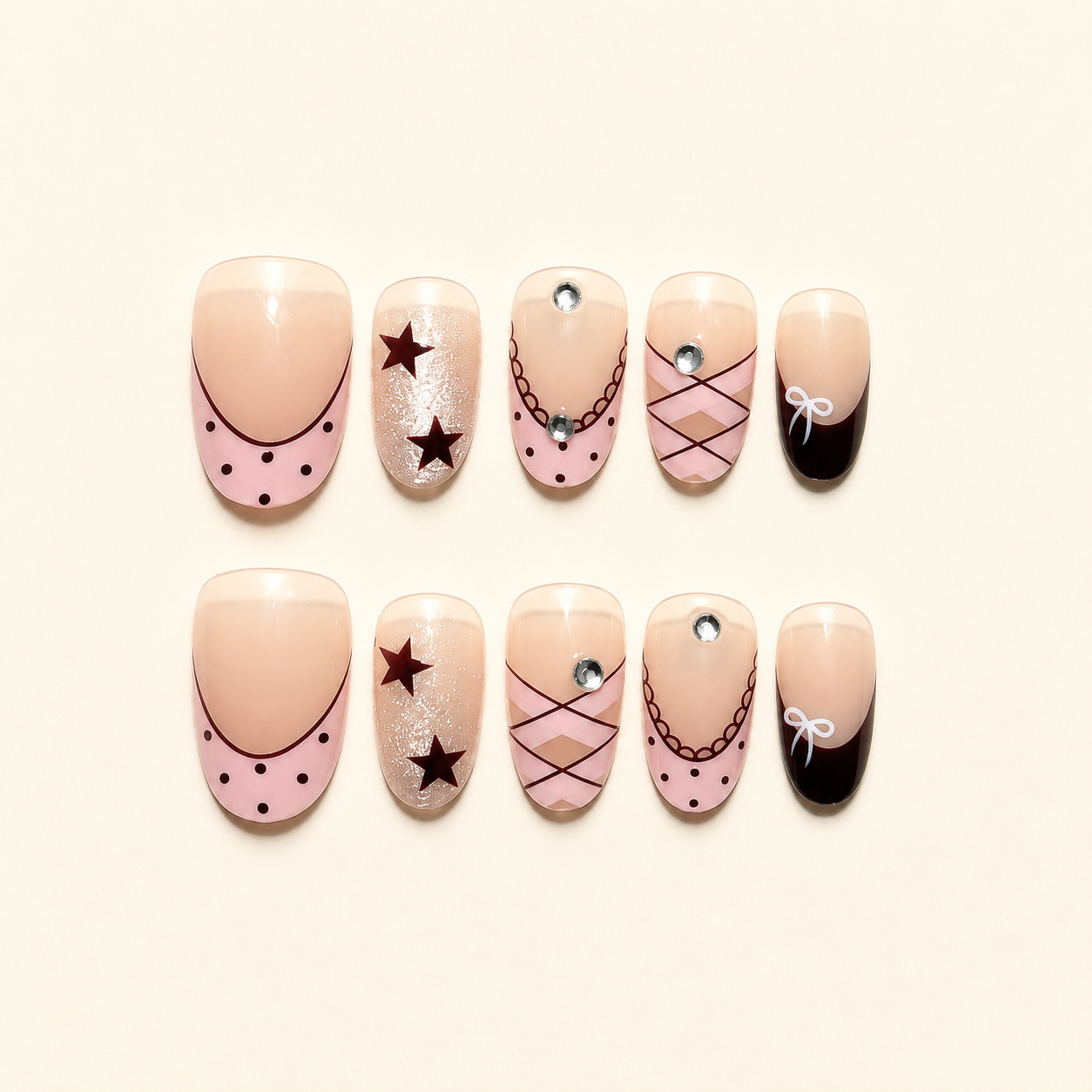 French Plaid Star Press-On Nails product image